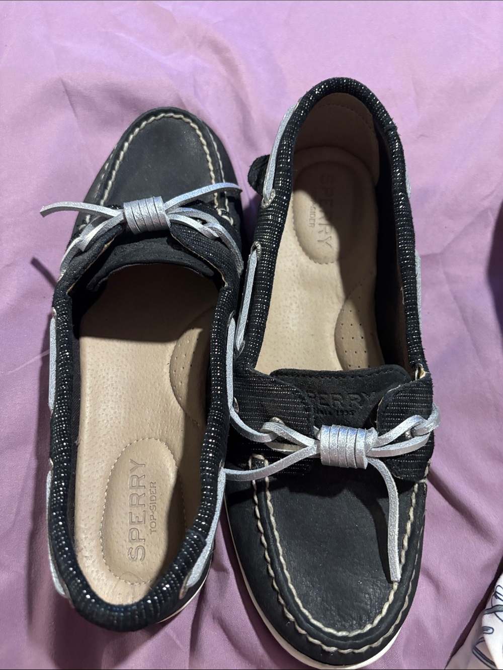 Sperry Black and Light Gray Women's Boat Loafers